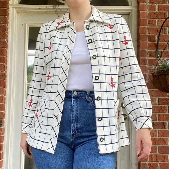 Vintage 60s Nautical Embroidered Sweater Jacket - Picture 2 of 11